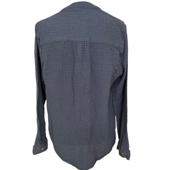 MOTE Crepe V-Neck Tunic Blouse cotton gray/blue top size XXL. - Picture 2 of 6